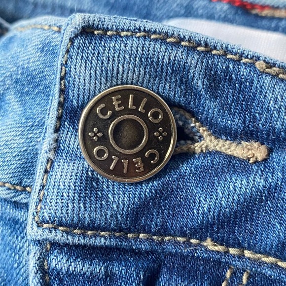 Cello Jeans Womens Junior Size 3 Blue Medium Wash Distressed Skinny Stretch - Picture 13 of 16